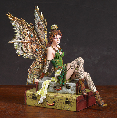 steampunk fairy statue